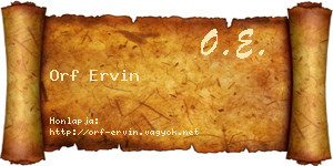 Orf Ervin névjegykártya
